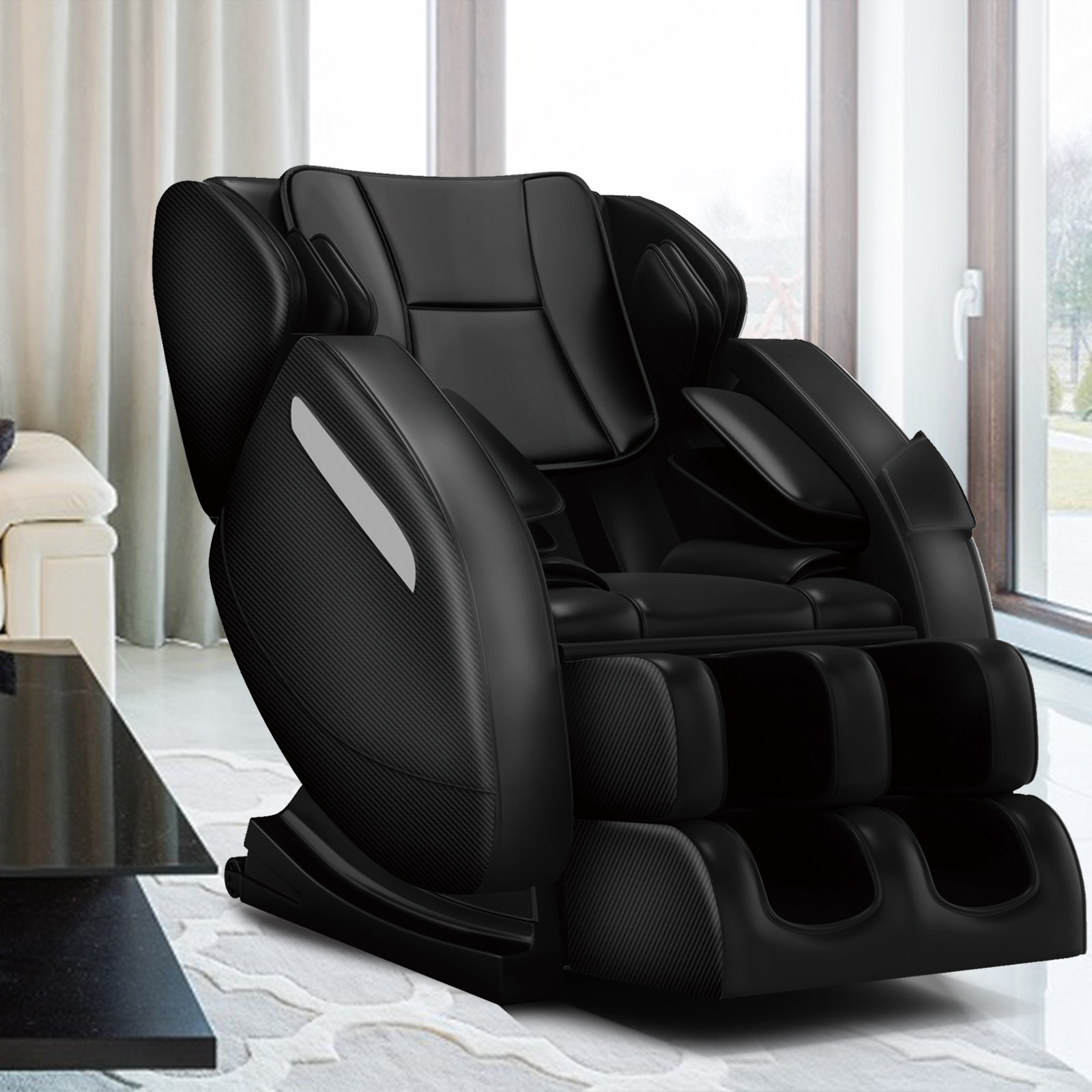 Faux Leather Heated Massage Chair Latitude Run Upholstery Color Black Faux Leather